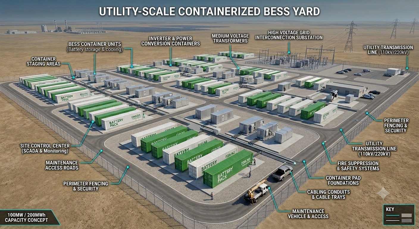Halix containerised utility-scale BESS yard